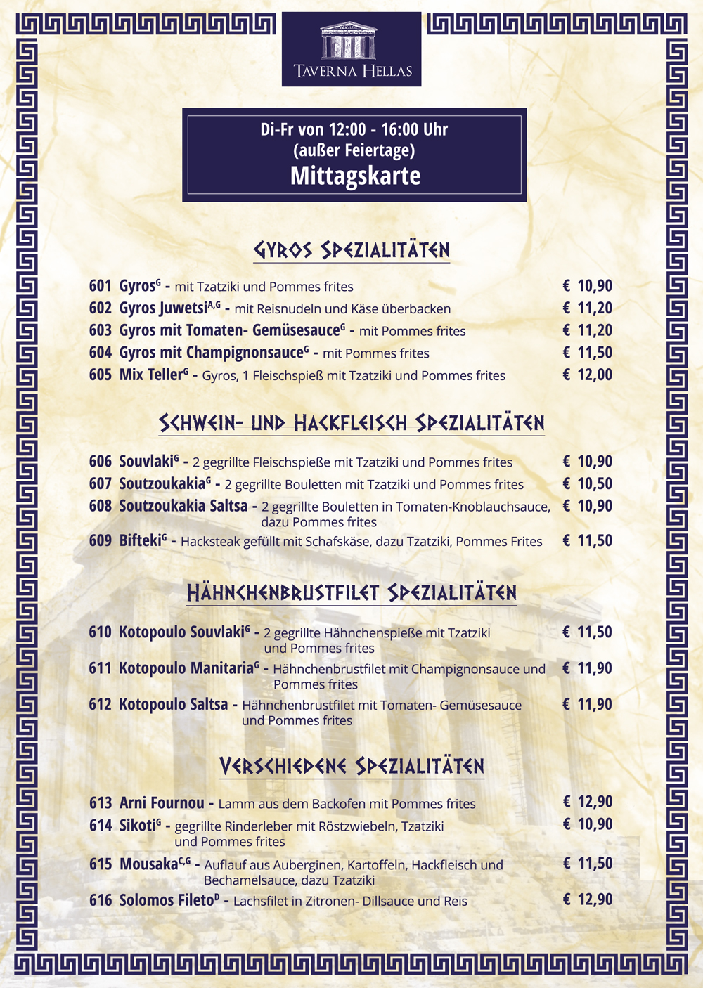 Taverna Hellas Berlin - Wilmersdorf Speisekarte 2